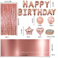 Rose Gold Birthday Party Supplies Joyeux anniversaire Banner Star Heart Foil Balloons Birthday Party Decoration Set